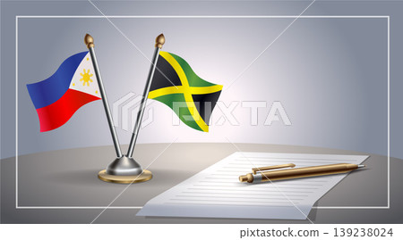 Small national flag of Philippine and Jamaica flag Relation, Template Vector Illustration 139238024