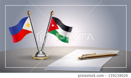 Small national flag of Philippine and Jordan flag Relation, Template Vector Illustration 139238026