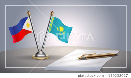Small national flag of Philippine and Kazakhstan flag Relation, Template Vector Illustration 139238027