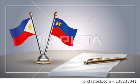 Small national flag of Philippine and Liechtenstein flag Relation, Template Vector Illustration Small national flag of Philippine and Liechtenstein flag Relation, Template Vector Illustration 139238041