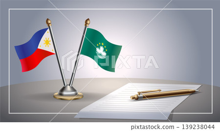 Small national flag of Philippine and Macao flag Relation, Template Vector Illustration 139238044