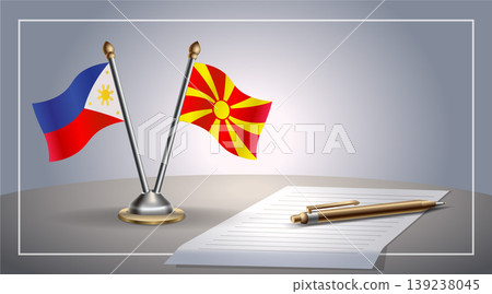 Small national flag of Philippine and Macedonia flag Relation, Template Vector Illustration 139238045