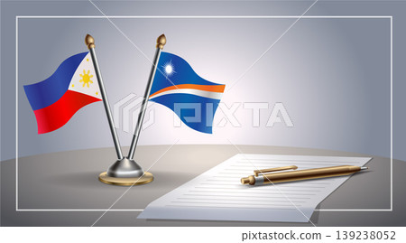 Small national flag of Philippine and Marshall Islands flag Relation, Template Vector Illustration 139238052