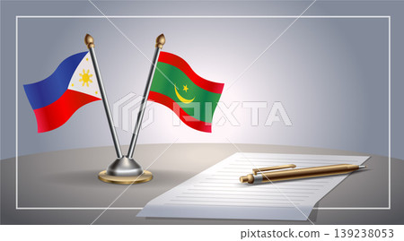 Small national flag of Philippine and Mauritania flag Relation, Template Vector Illustration 139238053