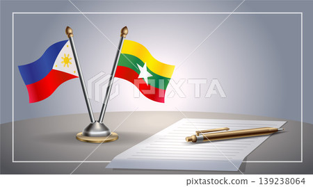 Small national flag of Philippine and Myanmar flag Relation, Template Vector Illustration 139238064