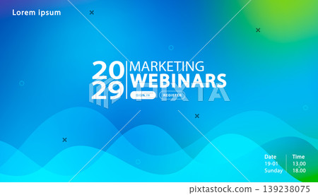 Marketing webinar banner template with abstract blue wave background representing professional digital strategy corporate communication and business growth innovation Marketing webinar banner template with abstract blue wave background representing professional digital strategy corporate communication and business growth innovation 139238075