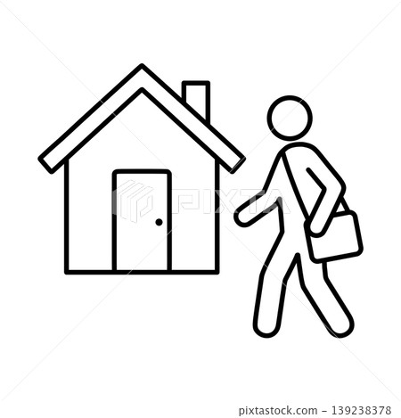 Line icon of a person returning home 139238378