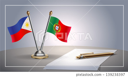 Small national flag of Philippine and Portugal flag Relation, Template Vector Illustration 139238397