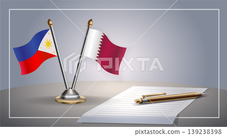 Small national flag of Philippine and Qatar flag Relation, Template Vector Illustration 139238398