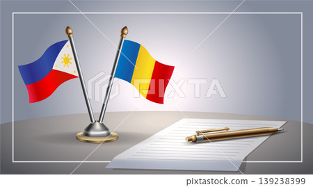 Small national flag of Philippine and Romania flag Relation, Template Vector Illustration 139238399