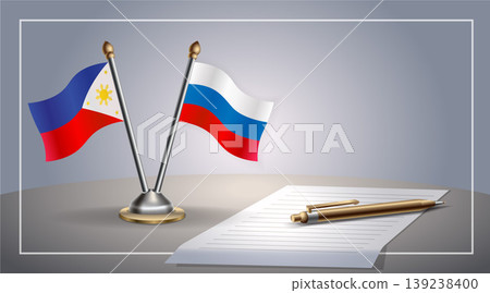 Small national flag of Philippine and Russian flag Relation, Template Vector Illustration Small national flag of Philippine and Russian flag Relation, Template Vector Illustration 139238400