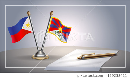 Small national flag of Philippine and Tibet flag Relation, Template Vector Illustration Small national flag of Philippine and Tibet flag Relation, Template Vector Illustration 139238411