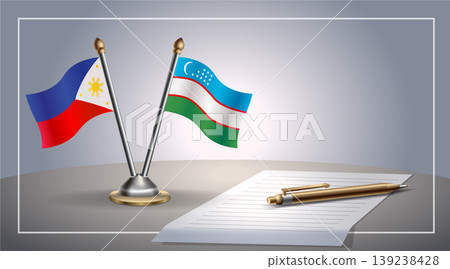 Small national flag of Philippine and Uzbekistan flag Relation, Template Vector Illustration 139238428
