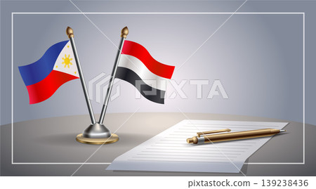 Small national flag of Philippine and Yemen flag Relation, Template Vector Illustration Small national flag of Philippine and Yemen flag Relation, Template Vector Illustration 139238436