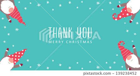 christmas greeting card with cute christmas dwarf in winter vector illustration 139238452