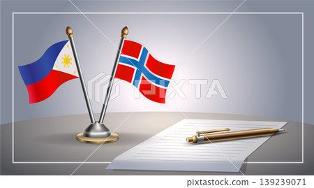 Small national flag of Philippine and Norway flag Relation, Template Vector Illustration Small national flag of Philippine and Norway flag Relation, Template Vector Illustration 139239071