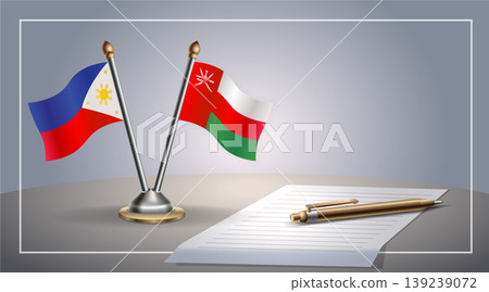 Small national flag of Philippine and Oman flag Relation, Template Vector Illustration Small national flag of Philippine and Oman flag Relation, Template Vector Illustration 139239072