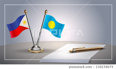 Small national flag of Philippine and Palau flag Relation, Template Vector Illustration Small national flag of Philippine and Palau flag Relation, Template Vector Illustration 139239074