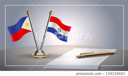 Small national flag of Philippine and Paraguay flag Relation, Template Vector Illustration 139239083