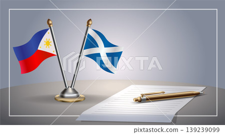 Small national flag of Philippine and Scotland flag Relation, Template Vector Illustration Small national flag of Philippine and Scotland flag Relation, Template Vector Illustration 139239099
