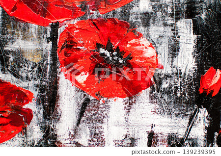 artistic black background with white and red paint spots in the form of flowers artistic black background with white and red paint spots in the form of flowers 139239395