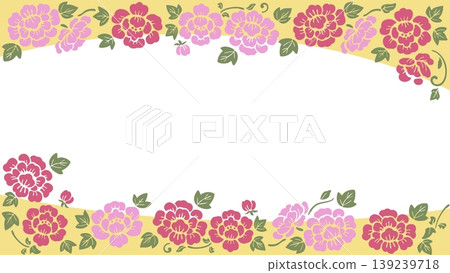 Japanese Peony Pattern Frame, 16:9 Vector, Transparent Background, Suitable for Banners and Videos Japanese Peony Pattern Frame, 16:9 Vector, Transparent Background, Suitable for Banners and Videos 139239718