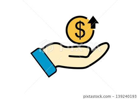 Hand Holding Coin With Upward Arrow Representing Business Growth, Investment, Profit and Financial Success Hand Holding Coin With Upward Arrow Representing Business Growth, Investment, Profit and Financial Success 139240193