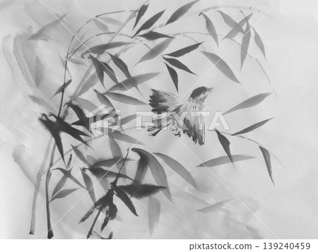 A Sparrow in Windy Bamboo Leaves, The Expressive and Artistic Depiction of Nature A Sparrow in Windy Bamboo Leaves, The Expressive and Artistic Depiction of Nature 139240459