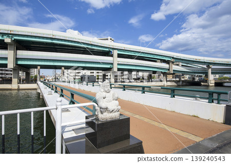 福岡市跨越三笠川的惠比壽大橋和福岡都會高速公路 福岡市跨越三笠川的惠比壽大橋和福岡都會高速公路 139240543