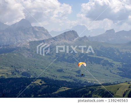 paragliding in dolomites mountains paragliding in dolomites mountains 139240563
