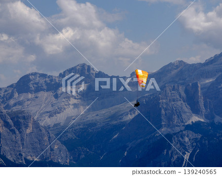paragliding in dolomites mountains paragliding in dolomites mountains 139240565