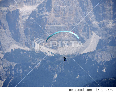 paragliding in dolomites mountains paragliding in dolomites mountains 139240570