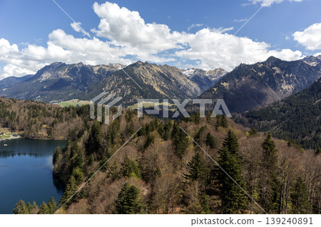 Panorama of Lake Freibergsee in Bavaria, Germany, springtime Panorama of Lake Freibergsee in Bavaria, Germany, springtime 139240891