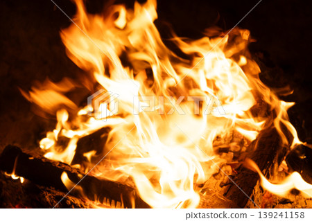 Horizontal Background of Firewood Heating up with Bright Flames. Horizontal Background of Firewood Heating up with Bright Flames. 139241158