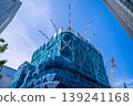 Torch Tower construction site, steel frame and tower crane soaring into the blue sky [Chiyoda Ward, Tokyo] 139241168