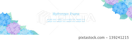 Cool and refreshing Japanese-style watercolor frame featuring blue and purple hydrangeas, diagonally arranged background material for web banners. Cool and refreshing Japanese-style watercolor frame featuring blue and purple hydrangeas, diagonally arranged background material for web banners. 139241215
