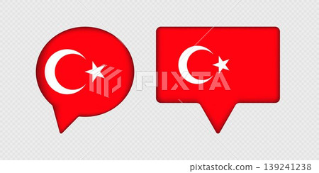 Flag of Turkey in speech bubble. Flag of Turkey in speech bubble. 139241238