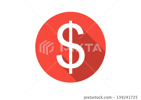 Flat Dollar Symbol Icon in Red Circle With Long Shadow Representing Money and Finance Flat Dollar Symbol Icon in Red Circle With Long Shadow Representing Money and Finance 139241725