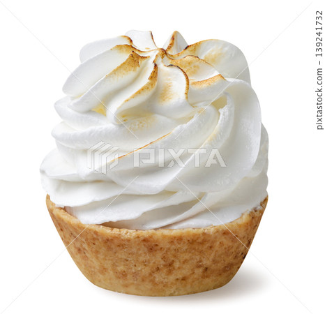 Sweet tartlet with meringue on a white background. Isolated Sweet tartlet with meringue on a white background. Isolated 139241732
