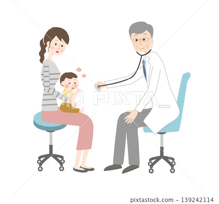 醫生正在檢查一名生病的嬰兒 139242114