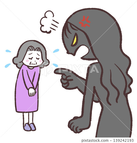 Illustration of a daughter-in-law yelling at her mother-in-law Illustration of a daughter-in-law yelling at her mother-in-law 139242193
