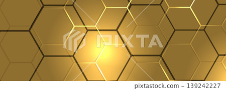 Hexagon technology gold colored honeycomb wide abstract background. Hexagon technology gold colored honeycomb wide abstract background. 139242227