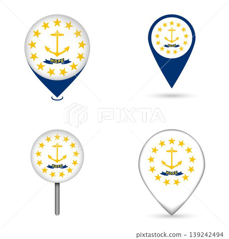 Rhode Island State Flag Map Pin Icons Set Collection Rhode Island State Flag Map Pin Icons Set Collection 139242494