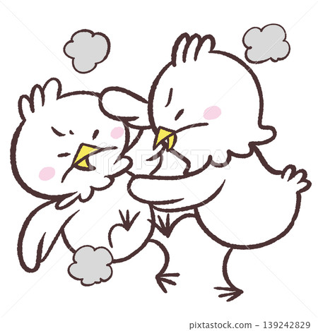 兩隻白鳥搏鬥的插圖 兩隻白鳥搏鬥的插圖 139242829