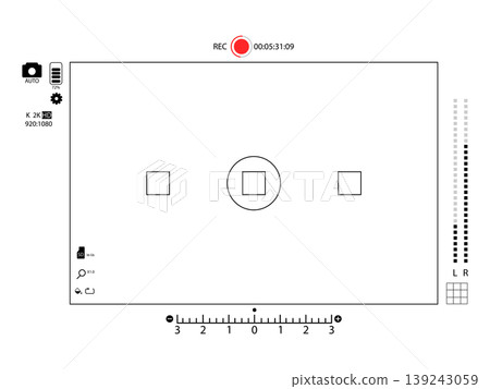 Black vector illustration of digital camera viewfinder with rec indicator 139243059
