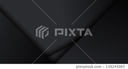 Minimalist dark black banner background with geometric layers. Abstract professional backdrop with copy space for tech and business Minimalist dark black banner background with geometric layers. Abstract professional backdrop with copy space for tech and business 139243065