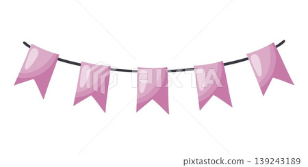 Pink Flag Bunting Garland Cartoon Vector Clipart Pink Flag Bunting Garland Cartoon Vector Clipart 139243189