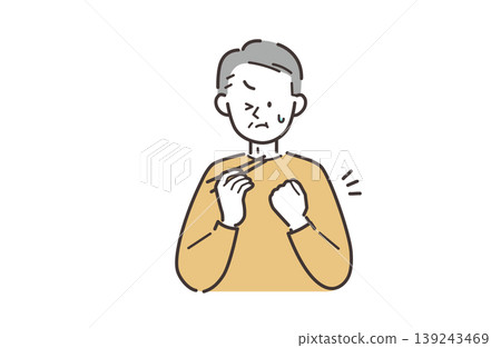 一位老年男子被食物噎住 一位老年男子被食物噎住 139243469