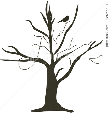dead tree with one bird dead tree with one bird 139243494