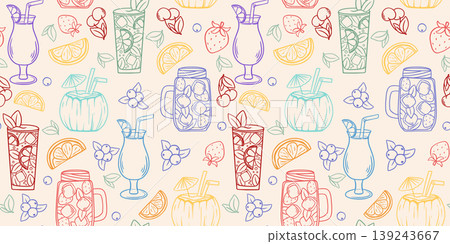 Vintage-style summer print with cocktails Vintage-style summer print with cocktails 139243667